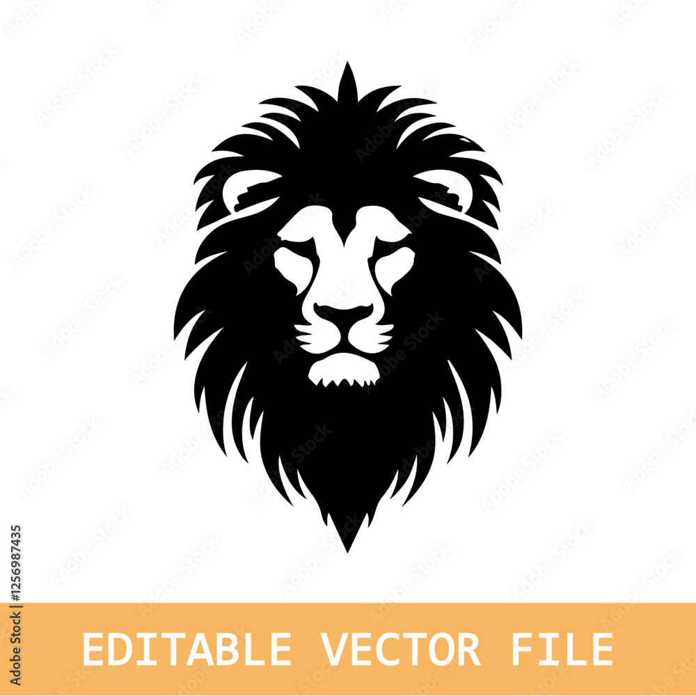 Obraz premium Lion head logo icon, lion face vector Illustration, on a isolated 