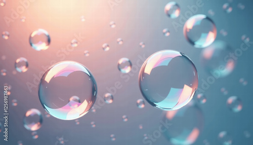 Delicate Soap Bubbles Floating in Soft Light photo