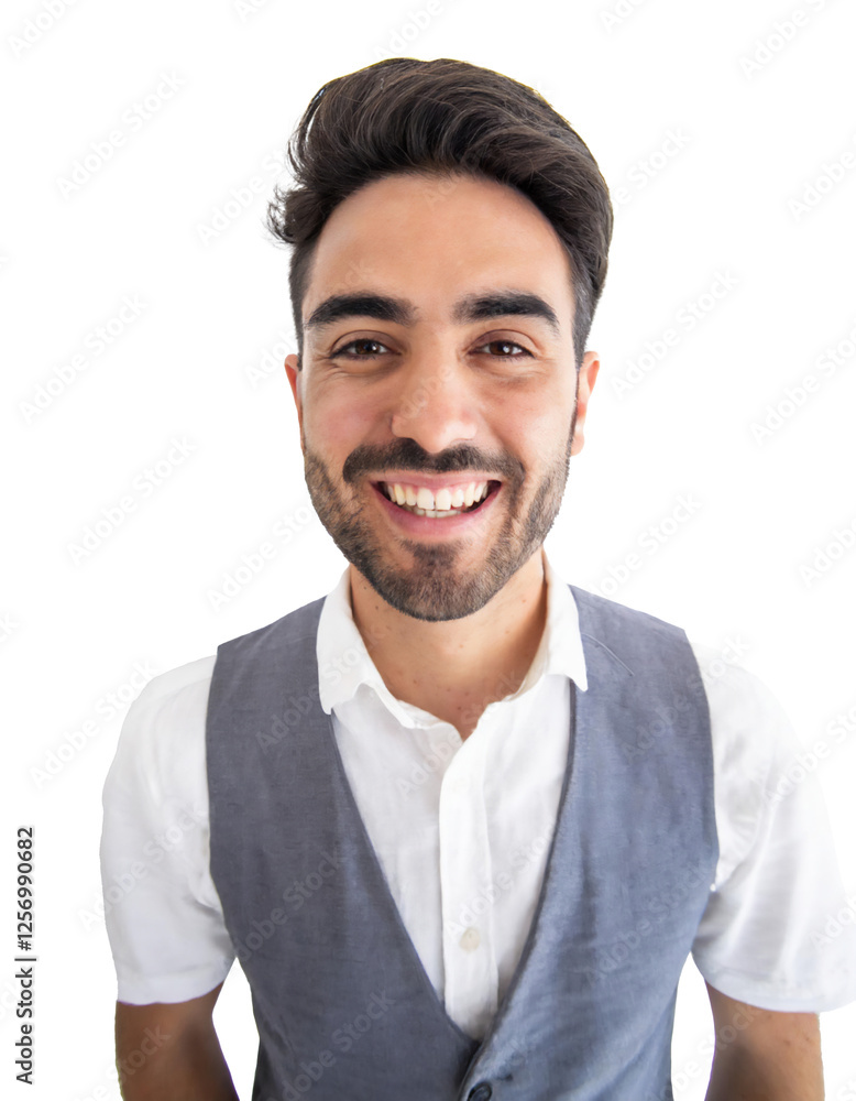 Portrait of only one Man. White Background. Portrait of only one Man. White Background.