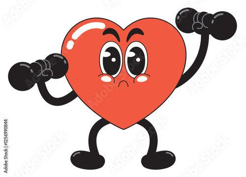 Strong Heart Character Lifting Weights – Fitness and Heart Health
