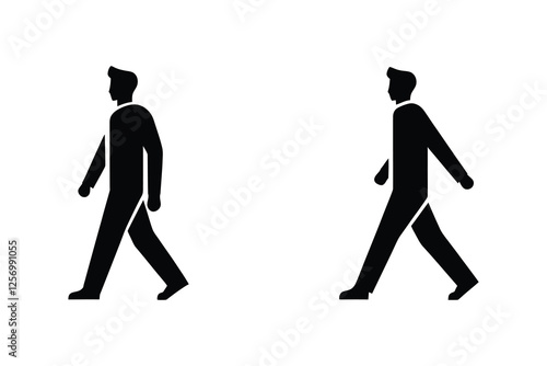 Vector Human Motion Icons – Run, Walk, Stand Symbols Set