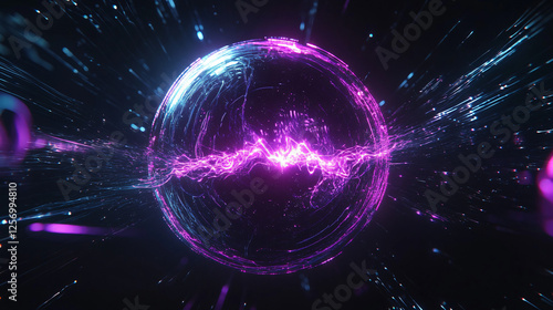 a sphere with a purple light in the middle photo