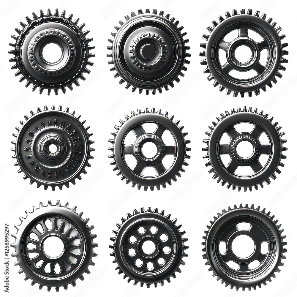Collection set of gears isolated on transparent background Collection set of gears isolated on transparent background
