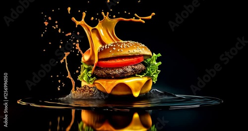 Wallpaper Mural Close-Up of Melting Cheeseburger and Sauce Torontodigital.ca