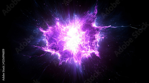 a purple explosion of light and sparks