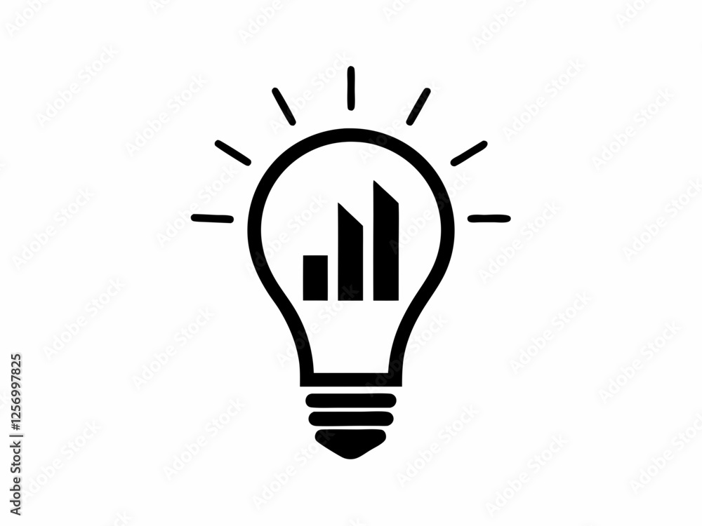 Creative Business idea Icon design concept Black and White Silhouette Vector Creative Business idea Icon design concept Black and White Silhouette Vector