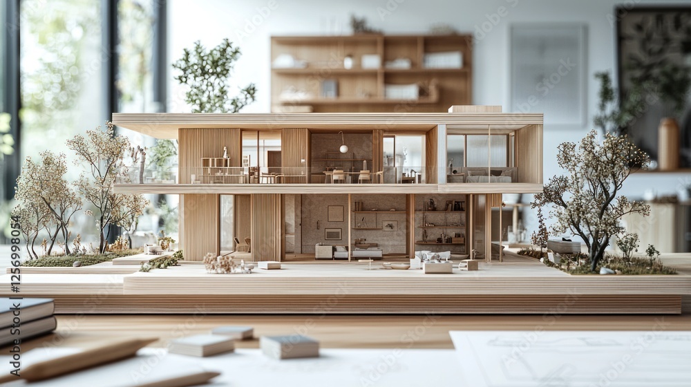 Modern Architectural House Model Display Sustainable Design Home Showcase Modern Architectural House Model Display Sustainable Design Home Showcase
