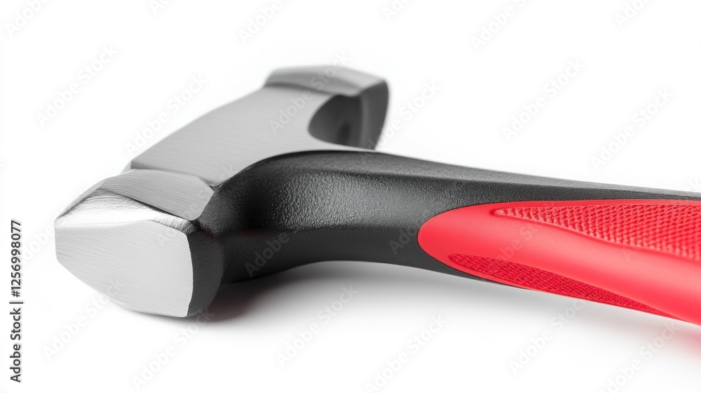 Obraz premium Close-up of hammer head and handle, isolated on white background, for tool catalog or manual use