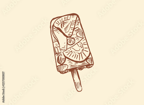 Set of isolated ice cream sketch. Ice-cream popsicle