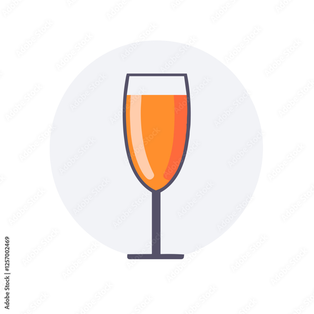 Flat design illustration of a champagne flute with orange drink. Flat design illustration of a champagne flute with orange drink.