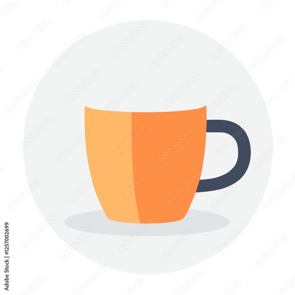 Minimalist Orange Tea Cup Icon in Flat Design Minimalist Orange Tea Cup Icon in Flat Design
