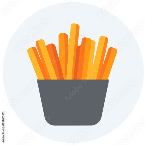 Minimalist French Fries Icon in Dark Container