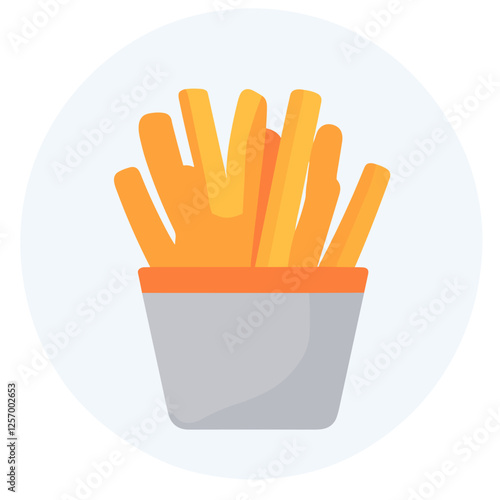 Minimalist French Fries Icon in Light Container