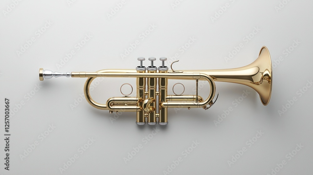 Gold trumpet on plain white background Gold trumpet on plain white background