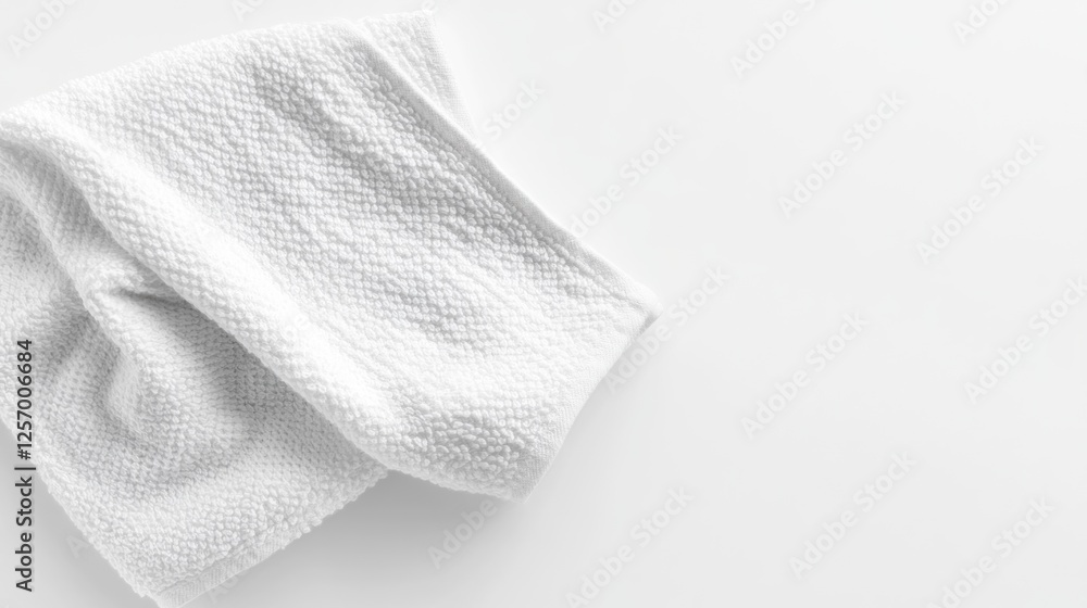White folded towel on white background White folded towel on white background