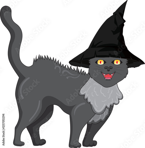 Terrified Scary Cat Halloween Vector