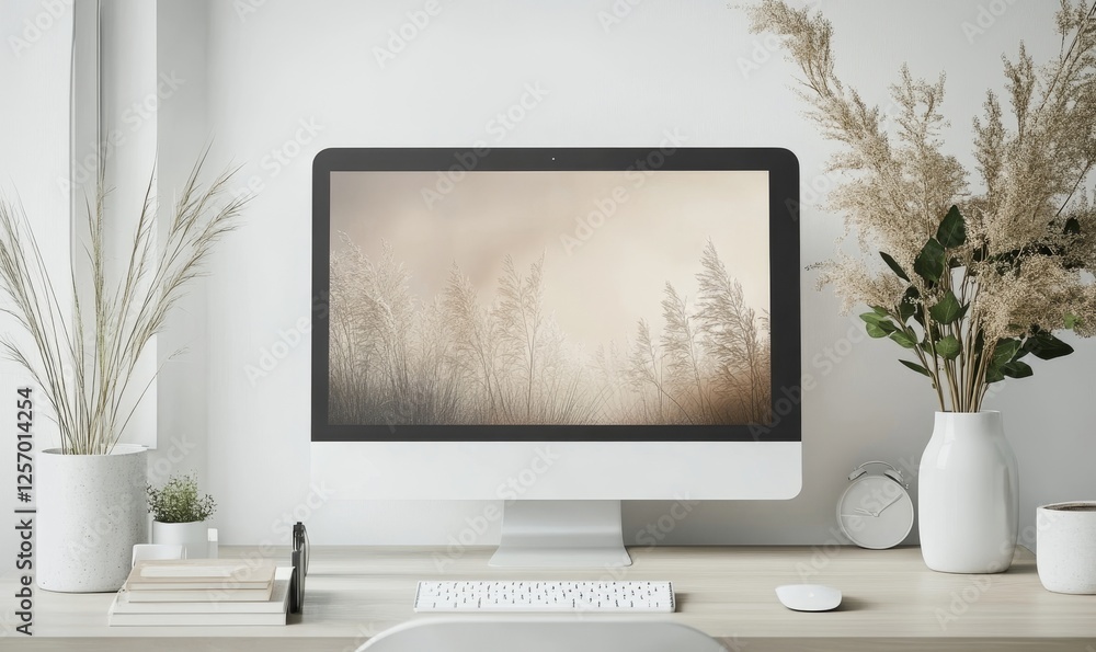 Fototapeta premium Minimalist White Digital Design, Generative AI