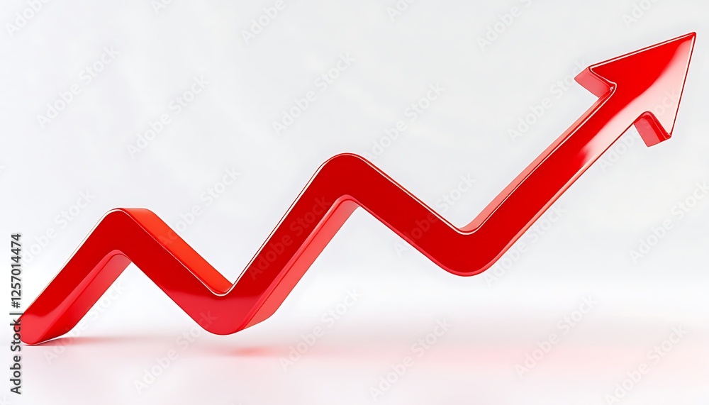 Red Arrow Pointing Upward Symbolizing Growth and Positive Trend Red Arrow Pointing Upward Symbolizing Growth and Positive Trend