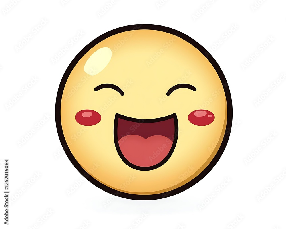 Fototapeta premium Cartoon Yellow Face Emoticon with Puckered Lips