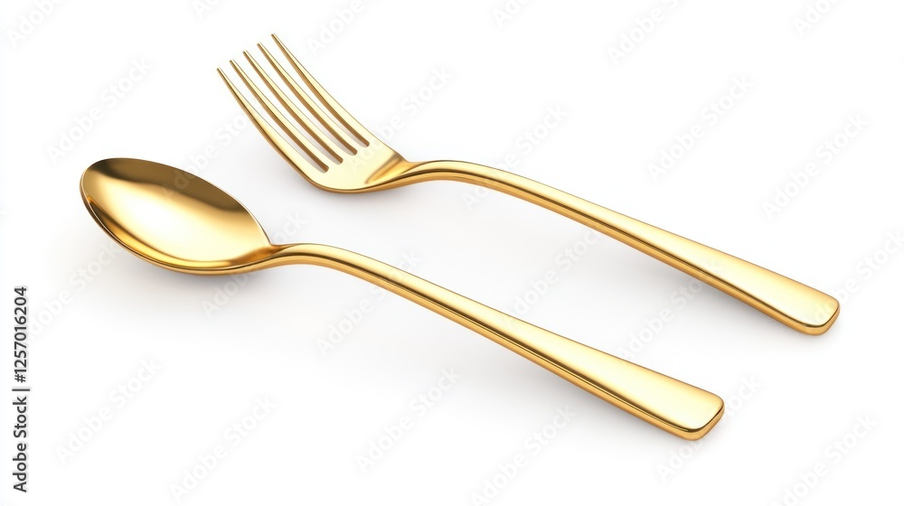 Gold Cutlery, Isolated, Studio Shot, for Dining Gold Cutlery, Isolated, Studio Shot, for Dining