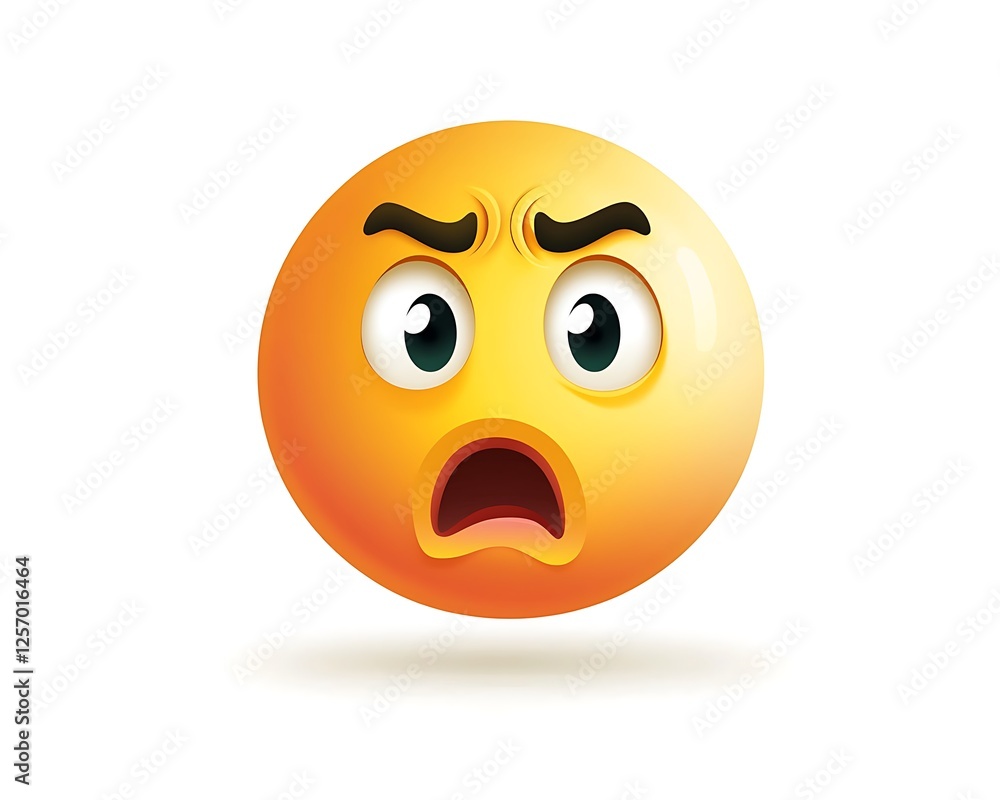 Fototapeta premium Cartoon Yellow Face Emoticon with Tilt