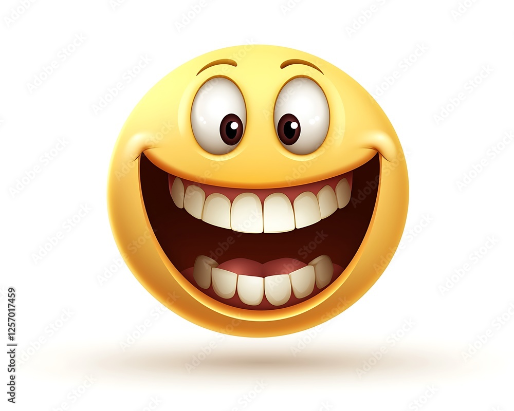 Fototapeta premium Happy Cartoon Yellow Face Emoticon