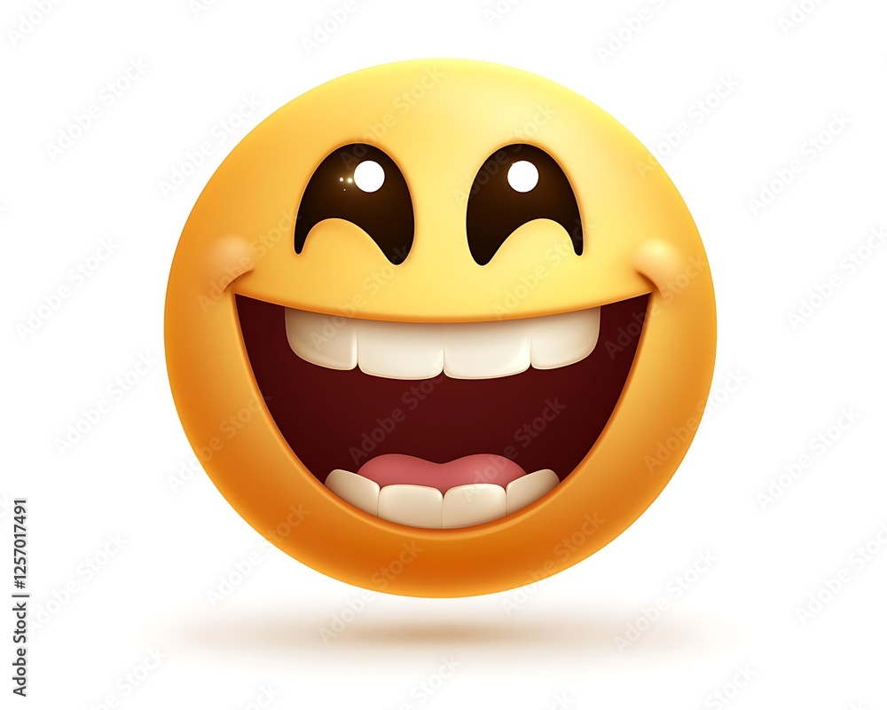 Fototapeta premium Happy Cartoon Yellow Face Emoticon