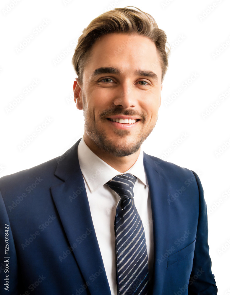Portrait of only one Man. White Background. Portrait of only one Man. White Background.