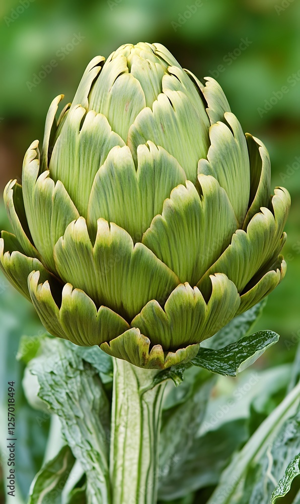 Green artichoke growing in garden Green artichoke growing in garden