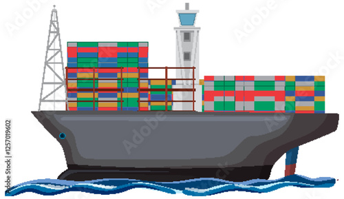 Cargo Ship with Colorful Containers
