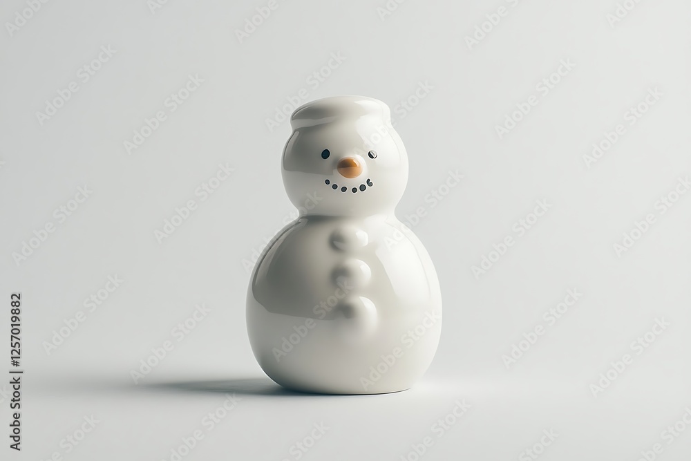 Simple ceramic snowman figurine on white background Simple ceramic snowman figurine on white background