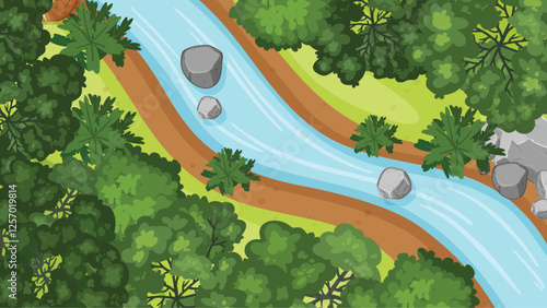 Aerial View of River and Forest