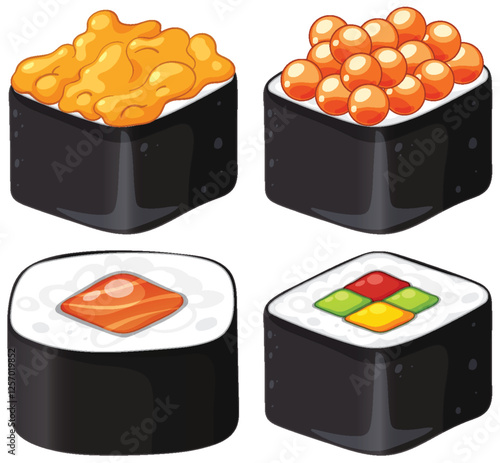 Colorful Sushi Variety Illustration