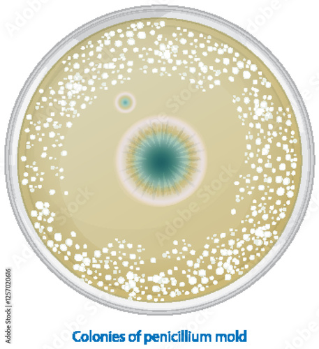 Penicillium Mold in Petri Dish Illustration