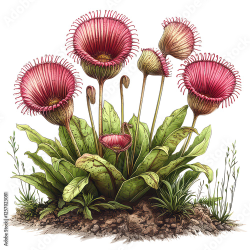 Detailed Venus Flytrap isolated on transparent background