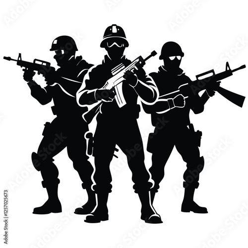 army soldiers with gun black silhouette (3).eps