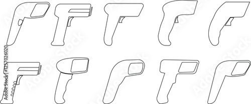 Warehouse scanner icon set. Clipart image, Bar code scanner icons vector graphic designs elements, solid pictogram, clipart avatar logotype ,isolated on transparent background. Symbols, logo, template