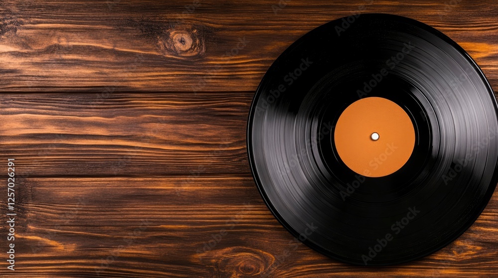 Obraz premium Vintage Vinyl Record on Rustic Wooden Background