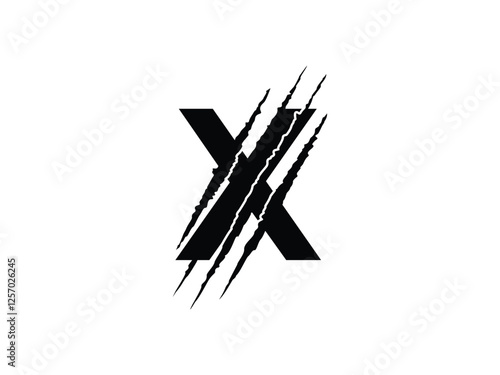 initials X with claw scratch symbol design vector illustration isolated on transparent background