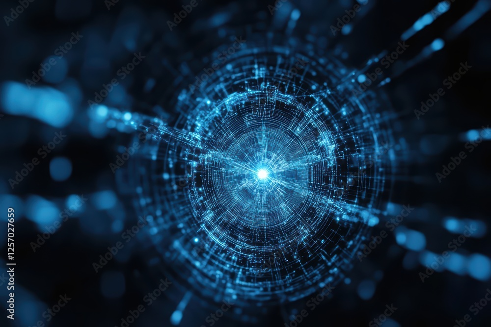 Obraz premium Abstract Digital Network Illustration with Glowing Blue Elements