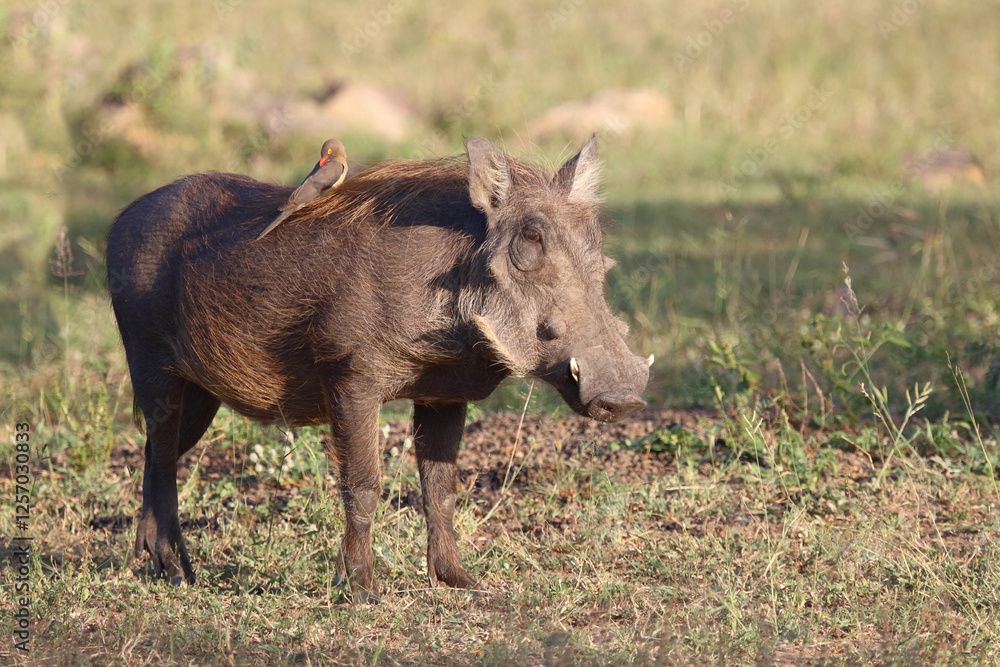 Warzenschwein und Rotschnabel-Madenhacker / Warthog and Red-billed oxpecker / Phacochoerus africanus et Buphagus erythrorhynchus Warzenschwein und Rotschnabel-Madenhacker / Warthog and Red-billed oxpecker / Phacochoerus africanus et Buphagus erythrorhynchus