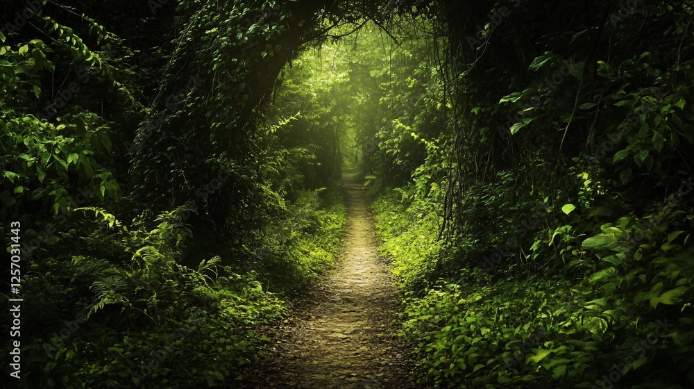 Obraz premium Enchanting Forest Path A Journey into the Green Heart of Nature