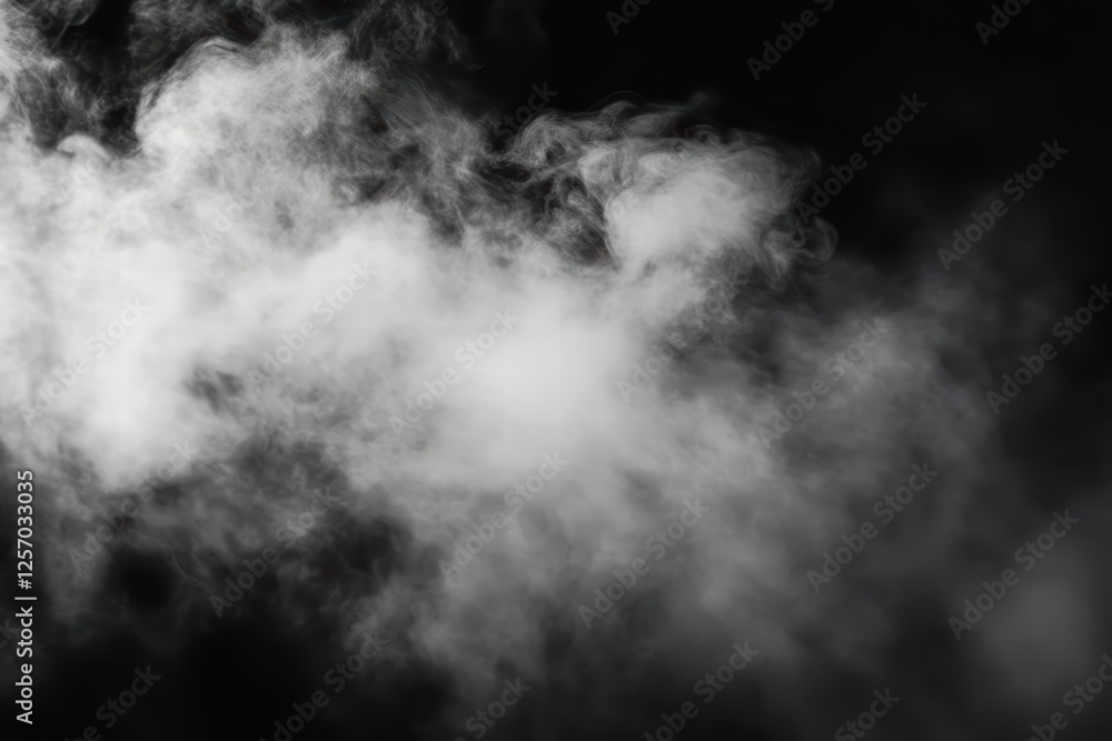 Fototapeta premium White Smoke Cloud on Black Background for Creative Projects