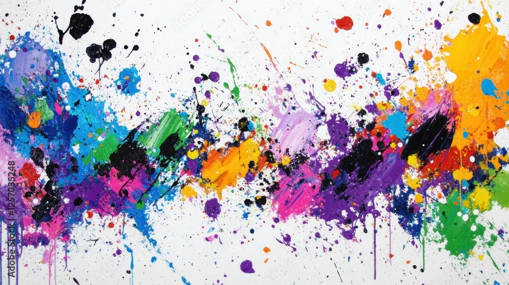 Fototapeta premium Vibrant Colorful Splashes and Abstract Art on White Background