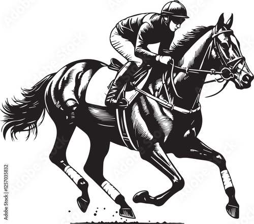 Equestrian in silhouette