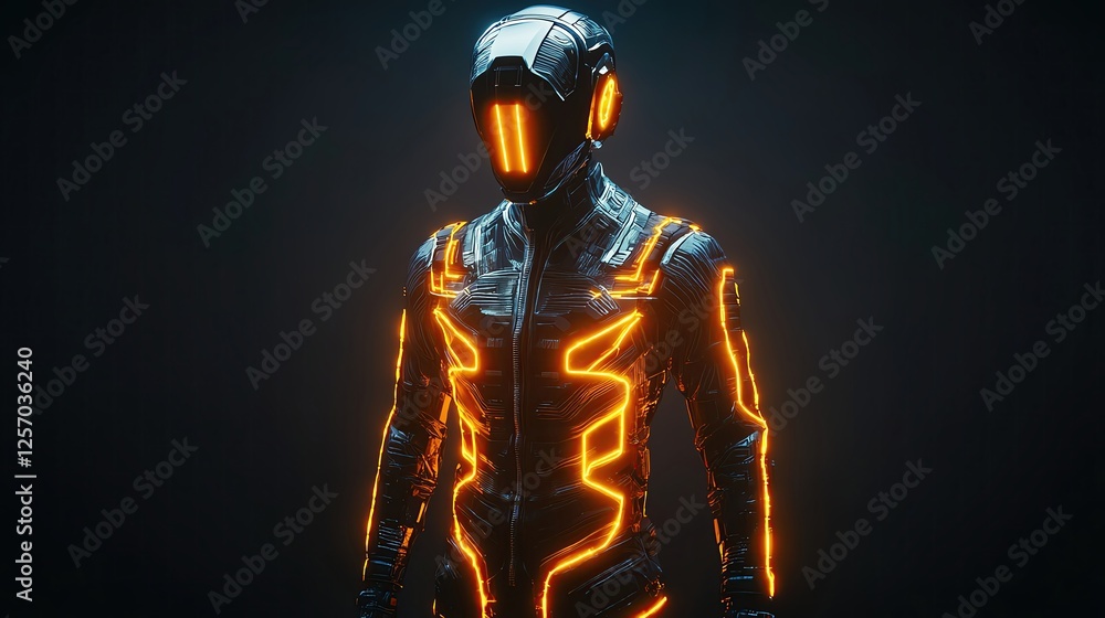 Futuristic suit with glowing accents. Futuristic suit with glowing accents.