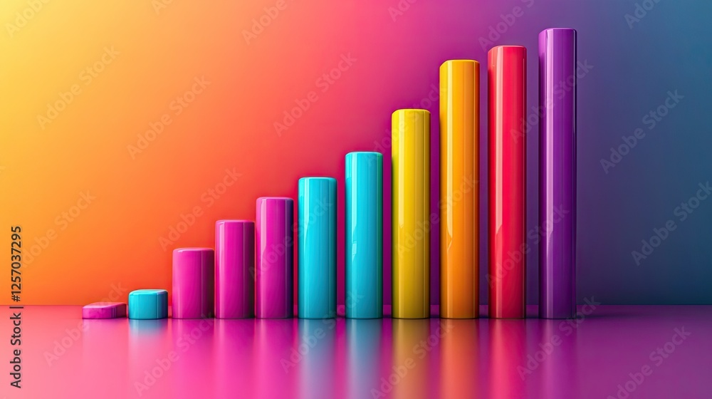 Colorful Cylinders Representing Ascending Growth Colorful Cylinders Representing Ascending Growth