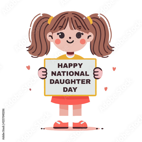 Girl Holding National Daughter Day Sign Illustration