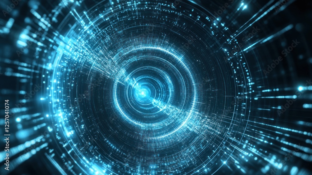 Abstract blue glowing circle digital tunnel. Abstract blue glowing circle digital tunnel.