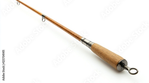 Wooden Fishing Rod on White Background photo